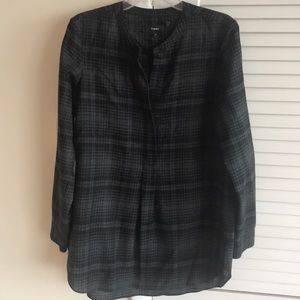 Wool Theory blouse- like new! Black/gray plaid